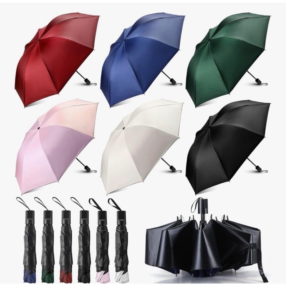 Unisex Compact Travel Umbrella UPF 50+ UV Protection Windproof 8 Ribs Maroon